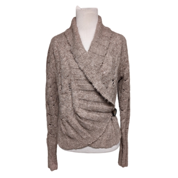 Free People Sweaters - Free People Button Open Knit Cardigan Sweater Oatmeal Wool - Women's Size Large